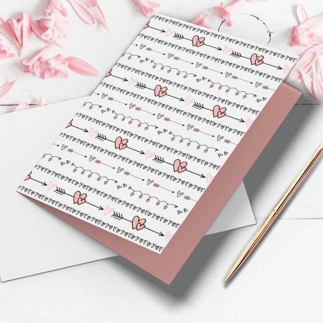 Herztag Doodles Valentinstag Karte (Cute Hearts and Arrows Doodles custom text card for Valentine's Day, anniversary or just because.)