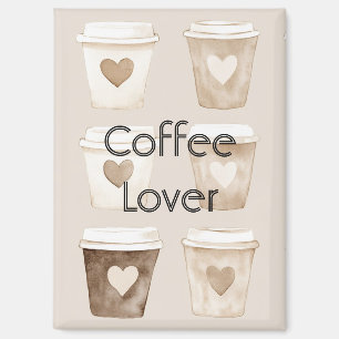 Herztassen für Creme-Kaffee Magnet
