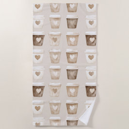 Herztassen für Creme-Kaffee Strandtuch