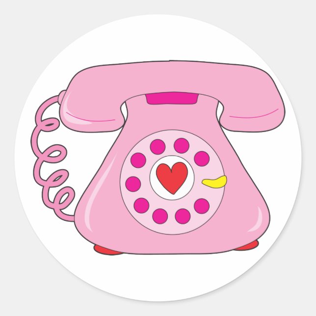 Herztelefon Runder Aufkleber (Vorderseite)