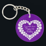 Herztochter 21. Geburtstagsgeschenk  Schlüsselanhänger<br><div class="desc">Hübscher diamantengrafischer Effekt auf den lila Keepake Schlüsselanhänger. Ideal,  um eine besondere Geschenkidee für Ihre Tochter am besonderen 21. Geburtstag zu präsentieren,  wie z.B. ein Auto oder kann mit Ihren eigenen Worten angepasst werden. Exklusives Design von Sarah Trett für www.mylittleeden.com auf Zazzle.</div>