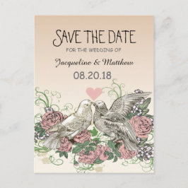 Herztoves Rose Rosa Romance - Save the Date Ankündigungspostkarte