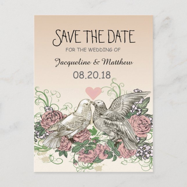 Herztoves Rose Rosa Romance - Save the Date Ankündigungspostkarte (Vorderseite)