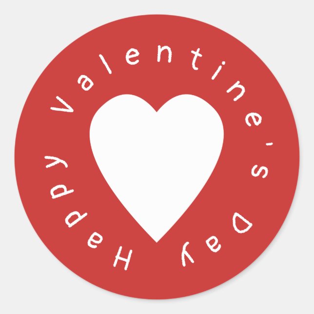 HerzValentinstag Runder Aufkleber (Vorderseite)