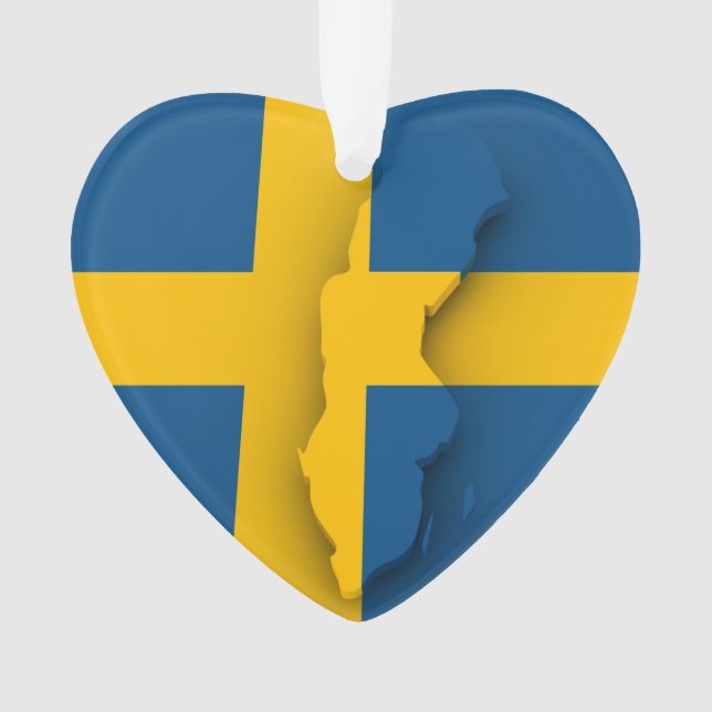 Herzverzierung - schwedische Flagge/Schneeflocke Ornament (Vorderseite)