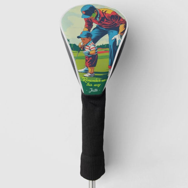 Herzwärmender Vater & Son Golf Moment mit Headcover (Vorderseite)