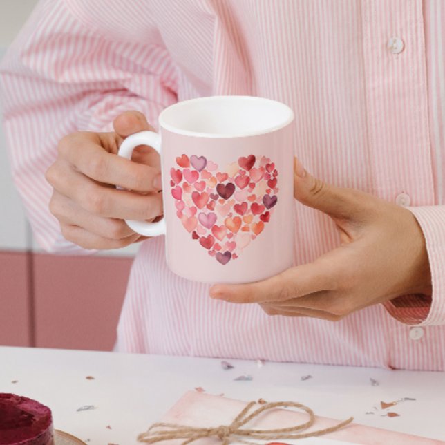 Herzwärmeschrank | Wasserfarbenherzen | Valentine Kaffeetasse (Von Creator hochgeladen)