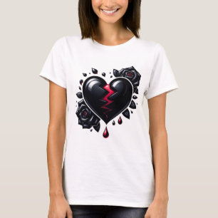 Herzzerbrechen in Schwarz und Rot T-Shirt