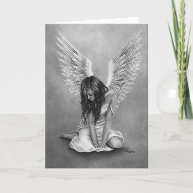 Herzzerbrochene Angel-Grußkarte Karte (Vorderseite)