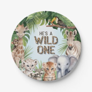 Hes a wilde one Safari Tiere 1 Geburtstagsnacks Pappteller