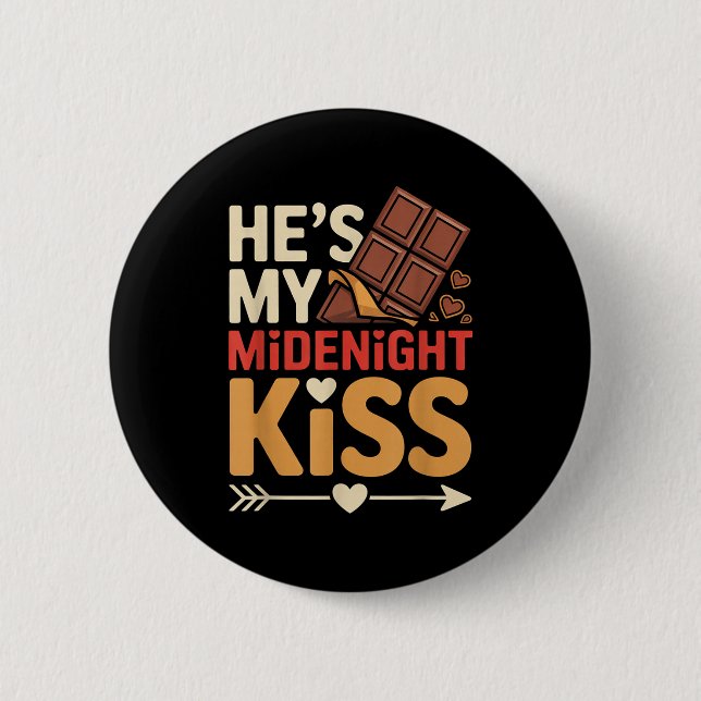 Hes My Midnight Kiss Happy New Year Matching Coupl Button (Vorderseite)