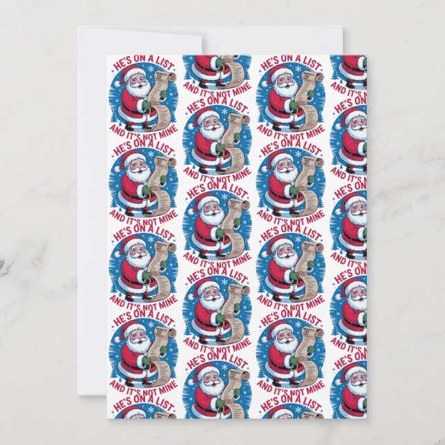 He's On A List and It's Not Mine Dankeskarte (Vorderseite)