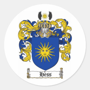 HESS FAMILIENWAPPEN - HESS WAPPEN RUNDER AUFKLEBER