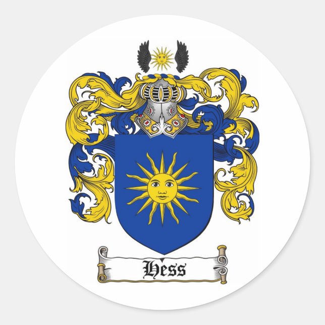 HESS-FAMILIENWAPPEN - HESS-WappenCOAT Runder Aufkleber (Vorderseite)