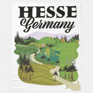 Hesse Germany Travel Poster Fleecedecke