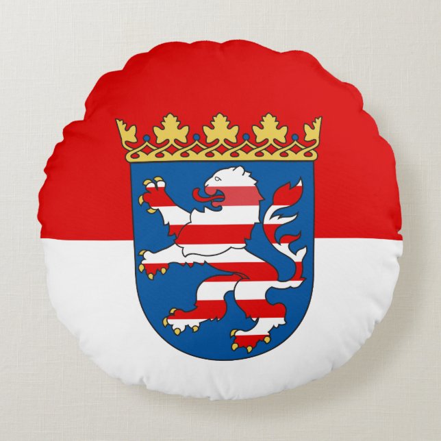 Hesse Round Pillow Flag Rundes Kissen (Vorderseite)