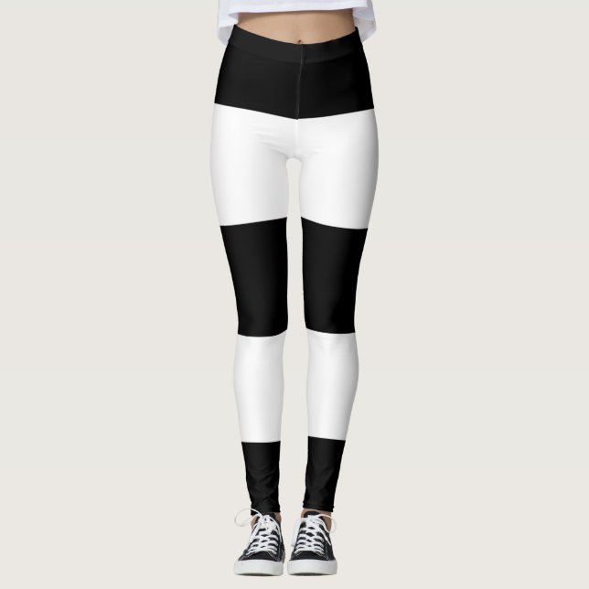 Heterosexuelle Fahne Schwarz-weiß gestreift LGBT Leggings (Vorderseite)