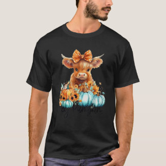 Heu da ist Pumkin Highland-Kuh Herbst Herbst Danke T-Shirt