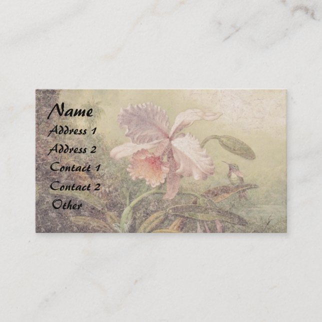 Heu Hummingbird Orchid Blume Business Card Visitenkarte (Vorderseite)