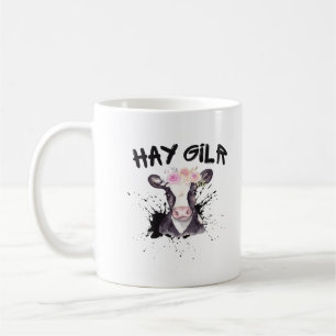 Heu Mädchen Bauer Lustige Rinder Kuh Farm Liebhabe Kaffeetasse
