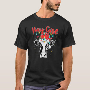 Heu Mädchen Bauer Rind Cow Weihnachten T-Shirt