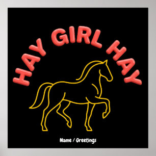Heu Mädchen Heu Retro Pferd Grafik 2026 Western Ch Poster