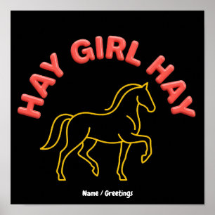 Heu Mädchen Heu Retro Pferd Grafik 2026 Western Ch Poster