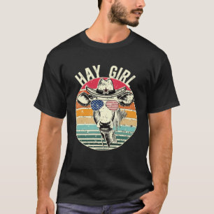 Heu Mädchen Retro Kuh Amerika Braucht Bauern Unter T-Shirt