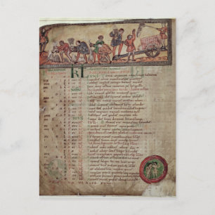 Heu- und Pflügen aus einem Kalender Postkarte