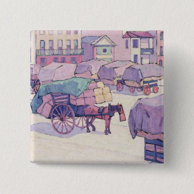 Heu-Wagen, Cumberland-Markt (Öl auf Leinwand) Button (Vorderseite)
