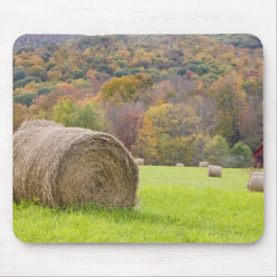 Heuballen und -Herbstlaub auf Bauernhof, Mousepad