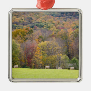Heuballen und -Herbstlaub, auf einem Bauernhof Ornament Aus Metall