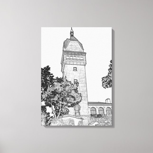 Heublein Tower - Connecticut Sketch Kunst Leinwanddruck (Vorderseite)