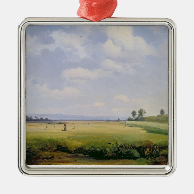 Heuernte, 1838 (Öl auf Leinwand) Ornament Aus Metall (Vorne)