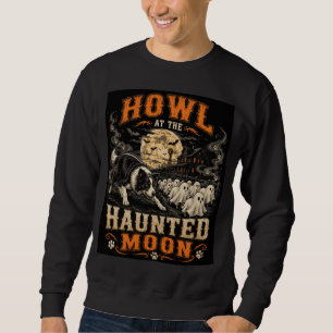 Heule zum heimgesuchten Mond Border Collie Hallowe Sweatshirt