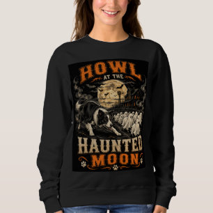 Heule zum heimgesuchten Mond Border Collie Hallowe Sweatshirt