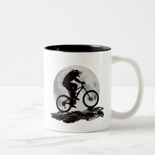 Heulen an der Mond-Tasse Zweifarbige Tasse