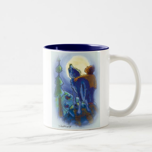 Heulen mit der Wolf-Tasse Zweifarbige Tasse (Rechts)