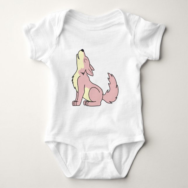 Heulenbaby-Rosa-Wolf Baby Strampler (Vorderseite)