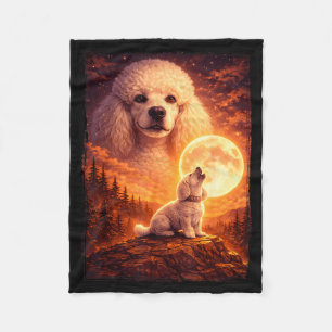Heulend zum Mond vintage mystischer Pudel Hund Fleecedecke