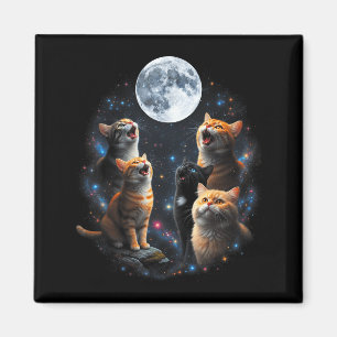 Heulende Katzen Vollmond Sternenhimmel Galaxie Kos Magnet