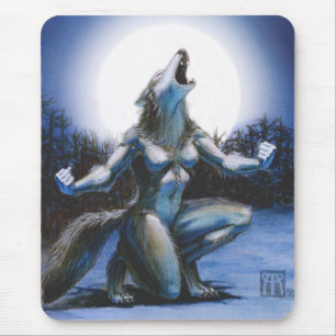 Heulende Werewolf-Frau Mousepad