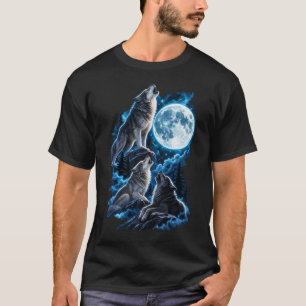 Heulende Wölfe Vollmond Wandkunst – Wolfsrudel Wil T-Shirt