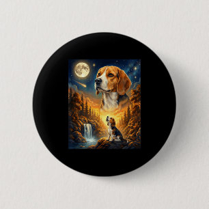 Heulender Beagle-Meme-Hund zum Mond Button