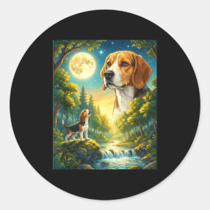 Heulender Beagle zum Mond Meme Tier Hund Runder Aufkleber