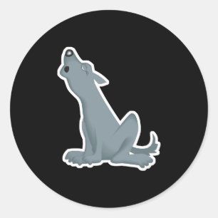 heulender grauer Wolf Runder Aufkleber