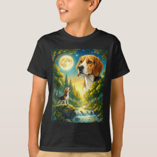 Heulender Hund Beagle zum Mond Meme T-Shirt