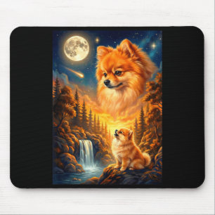 Heulender Mond Meme Tier Hund Pomeranian Mousepad