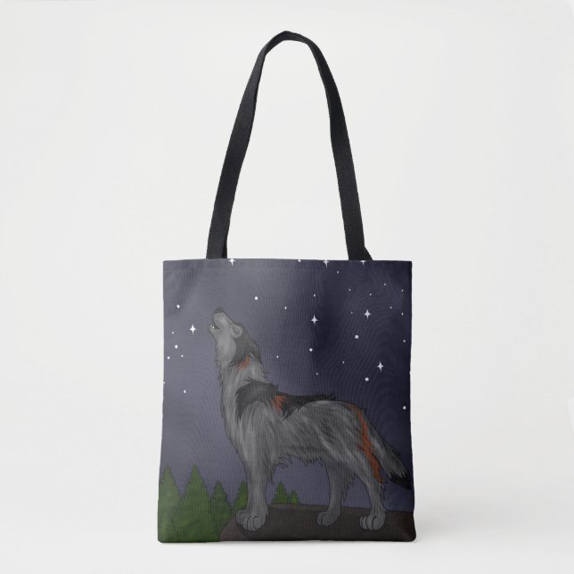 Heulender Wolf (Grau) Tasche (Vorderseite)