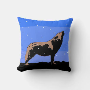 Heulender Wolf im Winter - Originale Wildlife-Kuns Kissen